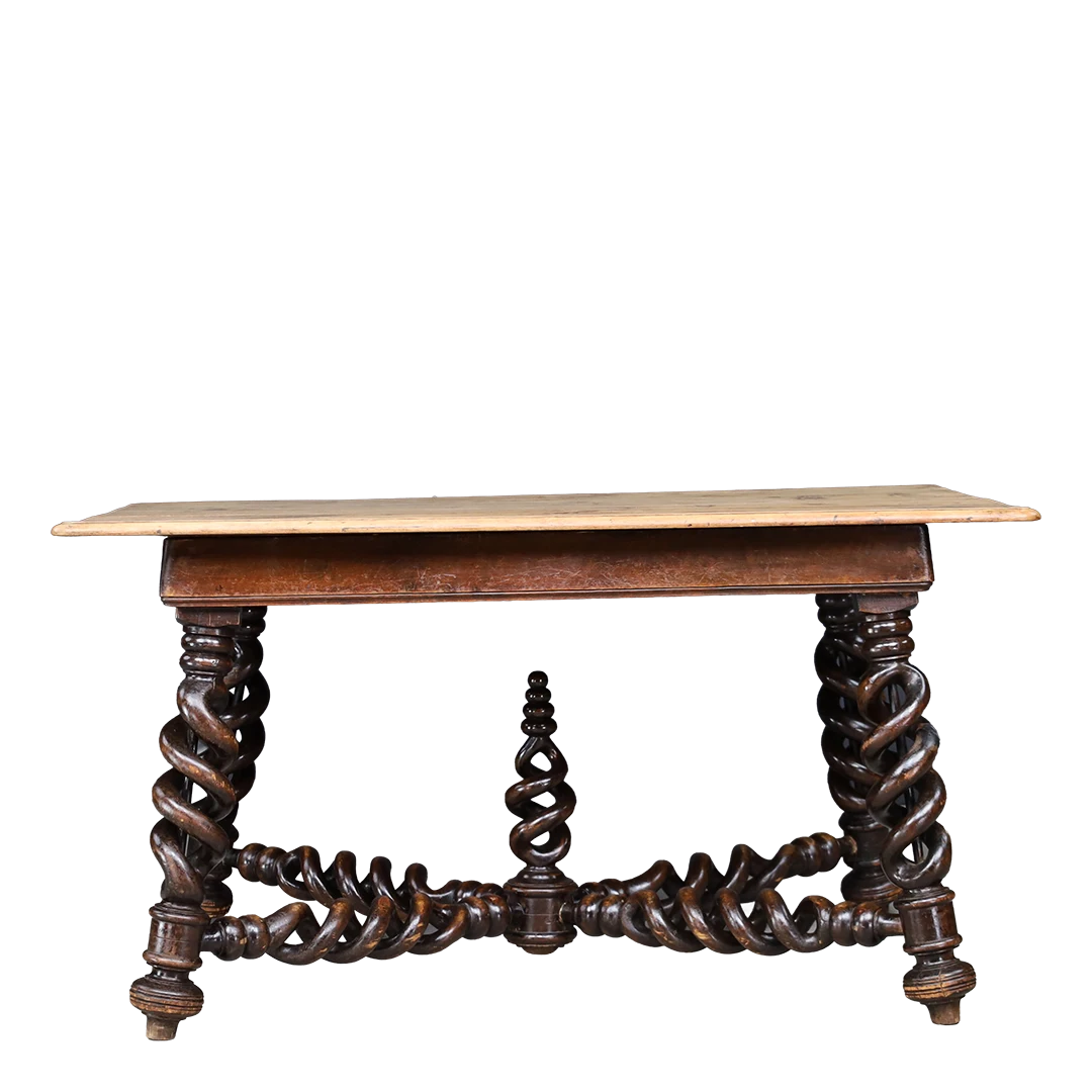 Late 19thc French : exceptionally Louis XIII revival spiral dining table