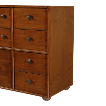 1960s Fabio Lenci : 56" walnut cabinet with drawers & cabinets