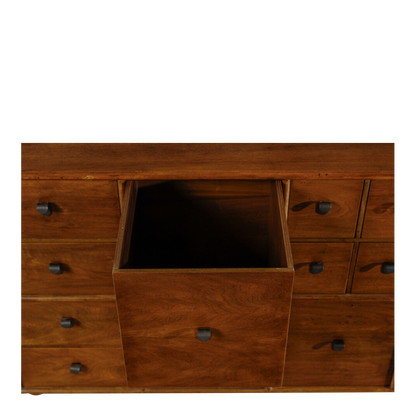 1960s Fabio Lenci : 56" walnut cabinet with drawers & cabinets