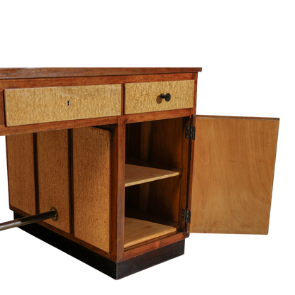 1930s Ebanisteria Ferretti : Italian Rationalist boxwood & walnut executive desk