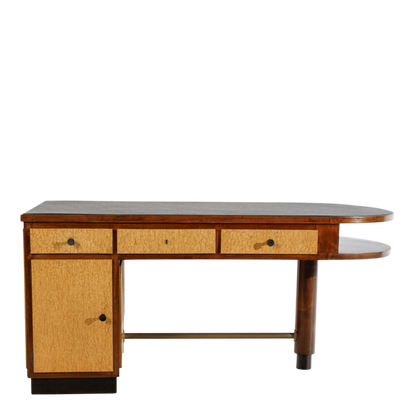 1930s Ebanisteria Ferretti : Italian Rationalist boxwood & walnut executive desk