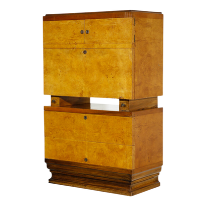 1930s Giorgio Wenter Marini : 2-part maple burl & walnut cabinet, Italy