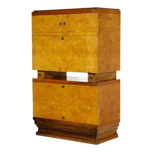1930s Giorgio Wenter Marini : 2-part maple burl & walnut cabinet, Italy
