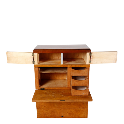 1930s Giorgio Wenter Marini : 2-part maple burl & walnut cabinet, Italy