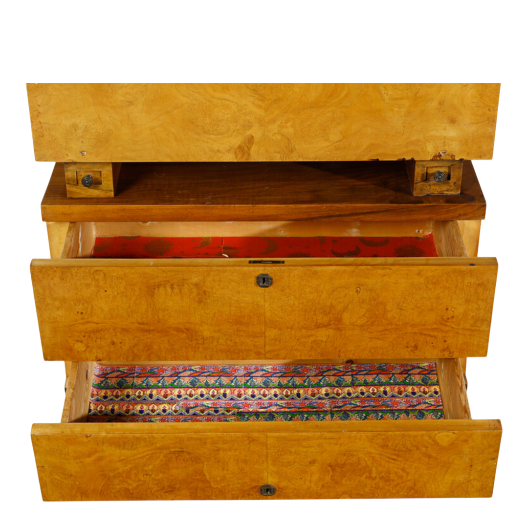 1930s Giorgio Wenter Marini : 2-part maple burl & walnut cabinet, Italy