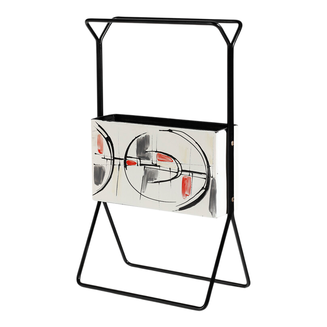 1960s Italian : atomic age "Icare" magazine rack, enameled steel