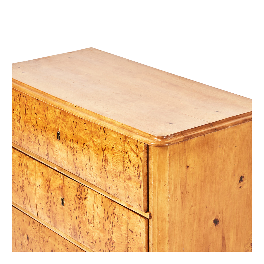 1870s Swedish Empire : spectacular Masur Birch four-drawer chest
