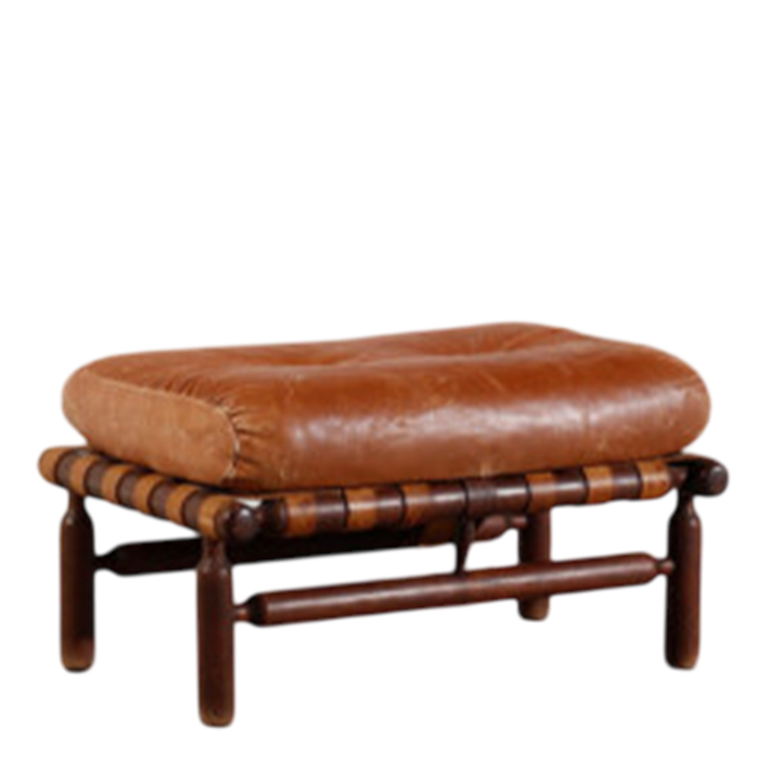 1950s Ilmari Tapiovaara : rare doweled wood and leather stools