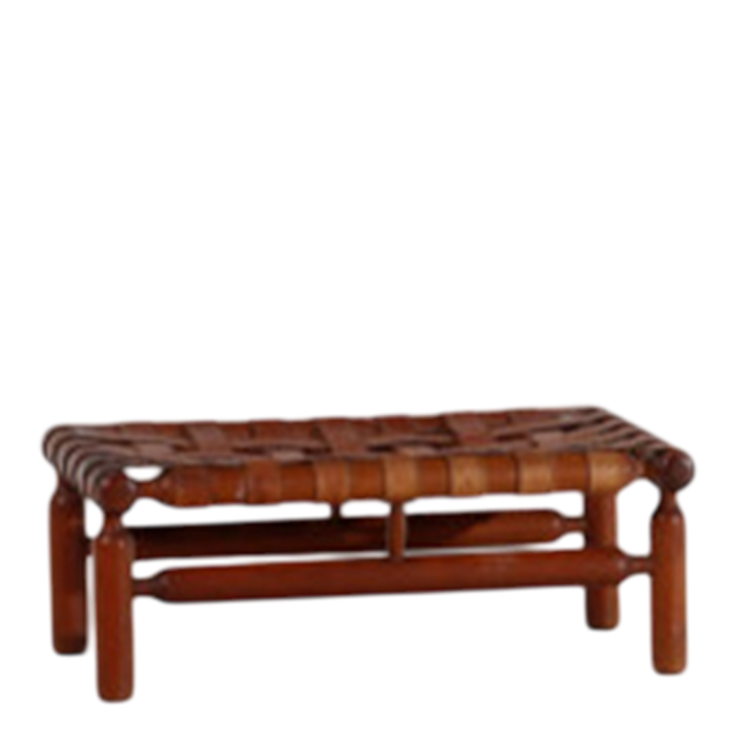 1950s Ilmari Tapiovaara : rare doweled wood and leather stools, Cantù