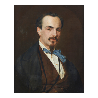 19thc Italian : portrait of a young man w/blue tie, o/c