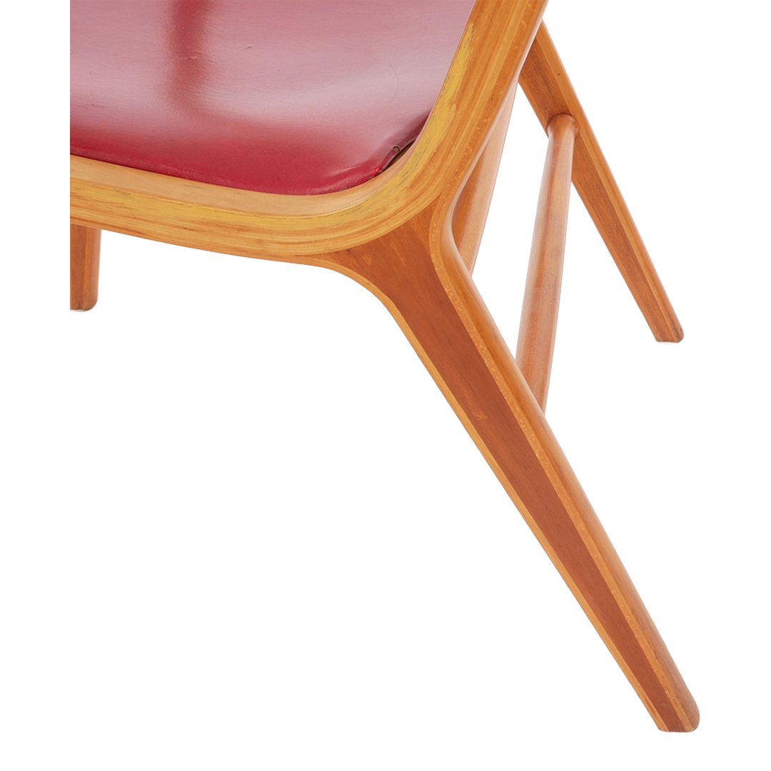 1950 Hvidt & Mølgaard-Nielsen : AX lounge chair in red skai leather, Fritz Hansen