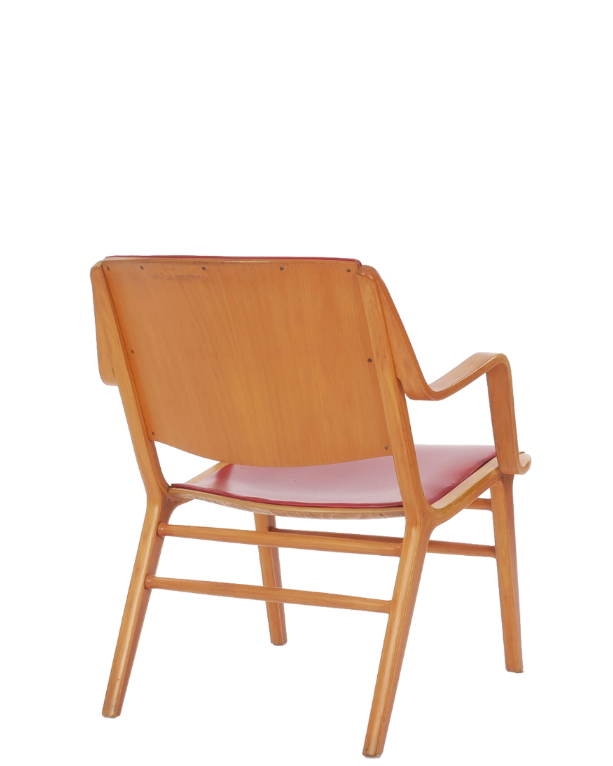 1950 Hvidt & Mølgaard-Nielsen : AX lounge chair in red skai leather, Fritz Hansen