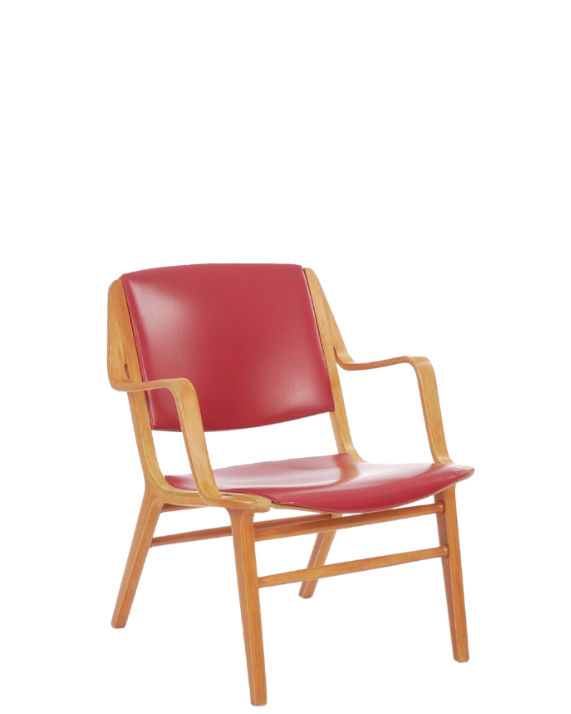 1950 Hvidt & Mølgaard-Nielsen : AX lounge chair in red skai leather, Fritz Hansen