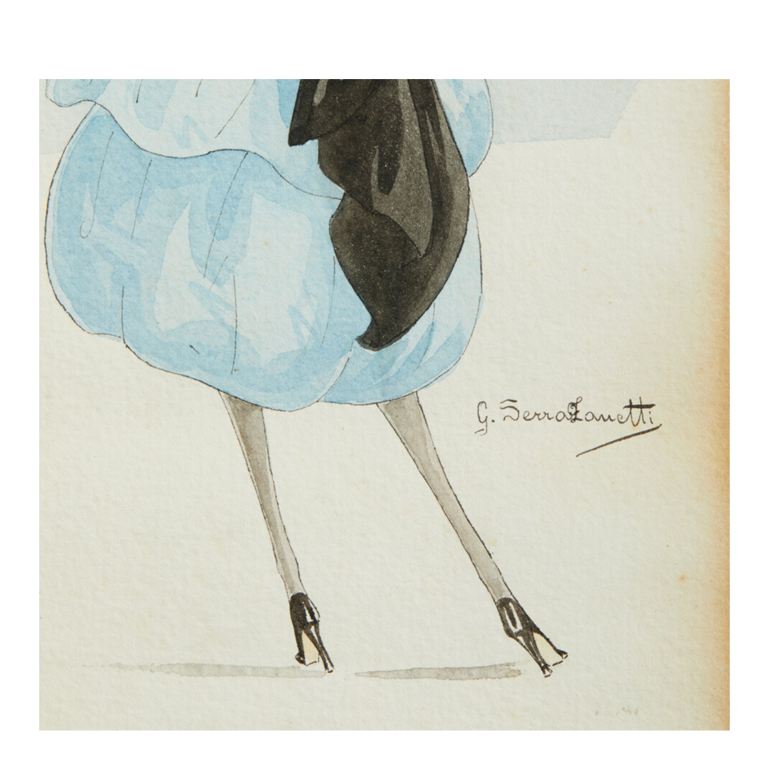 1930s G. Serra Zanetti : watercolor "a gift of a rose"
