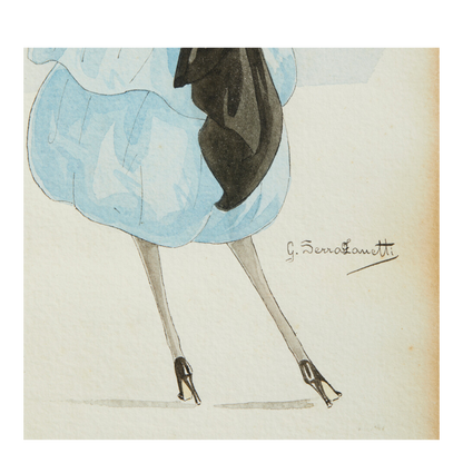1930s G. Serra Zanetti : watercolor "a gift of a rose"