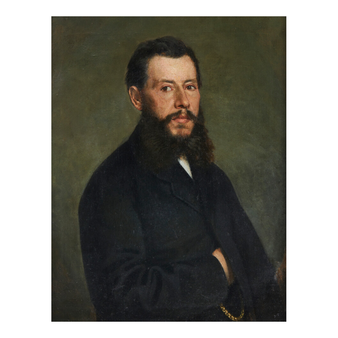 19thc Italian : large portrait of a suited man w/beard