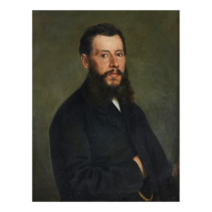 19thc Italian : large portrait of a suited man w/beard