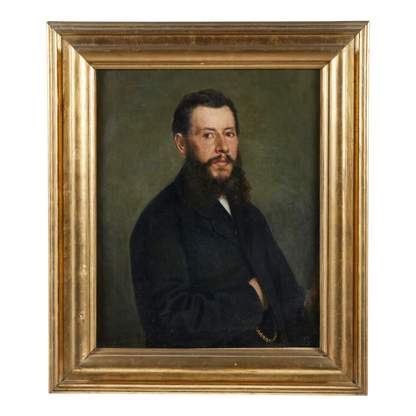 19thc Italian : large portrait of a suited man w/beard