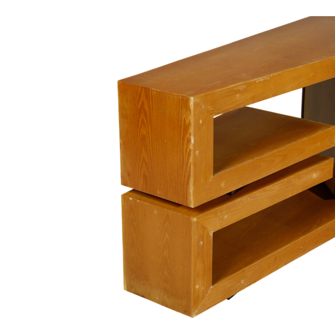 1960s Italian : custom modernist corner cabinet in oak & rosewood