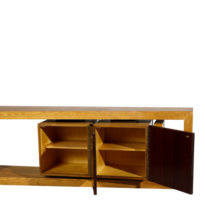 1960s Italian : custom modernist corner cabinet in oak & rosewood