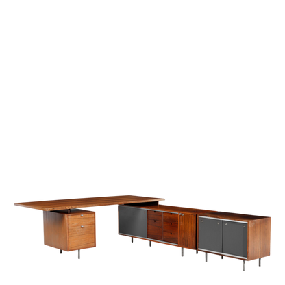 1950s George Nelson : rosewood "Executive Office Group" desk w/cabinets, Herman Miller