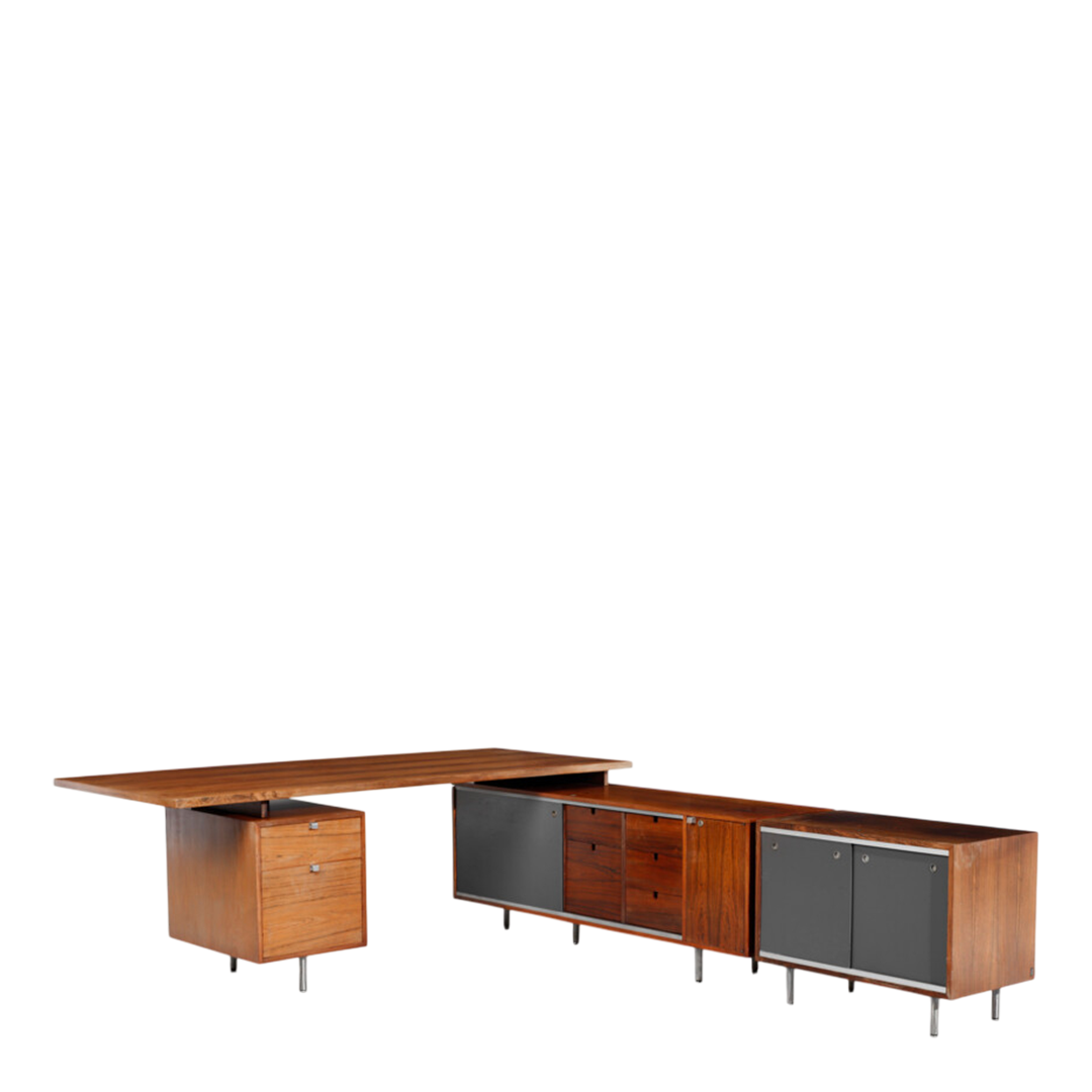 1950s George Nelson : rosewood "Executive Office Group" desk w/cabinets, Herman Miller