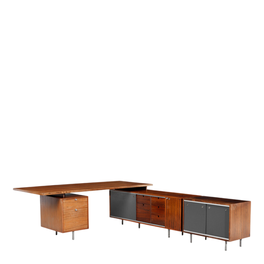 1950s George Nelson : rosewood "Executive Office Group" desk w/cabinets, Herman Miller