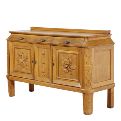 c1940 Italian : oakwood cabinet with carved 'marine' motifs