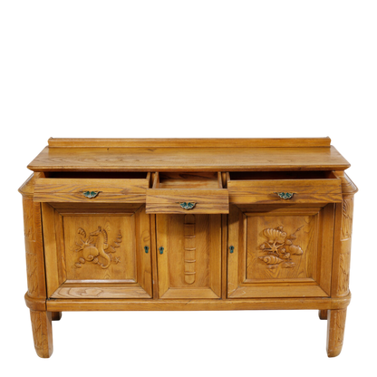 c1940 Italian : oakwood cabinet with carved 'marine' motifs