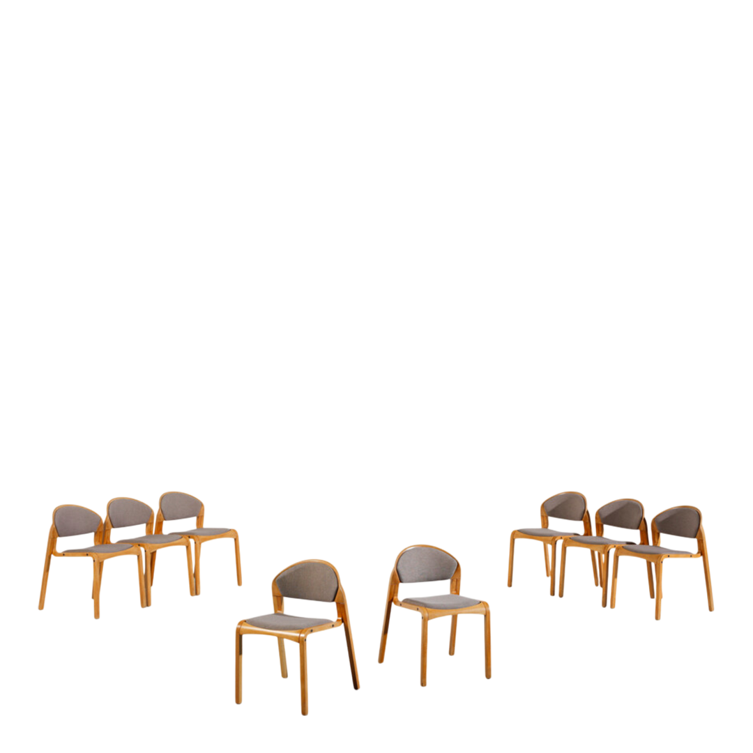 Post Modern French : set eight Post Modern bentwood dining chairs