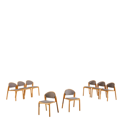 Post Modern French : set eight Post Modern bentwood dining chairs