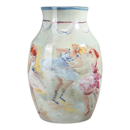 1950s Victor Cerrato : ceramic vase decorated with classical dancers