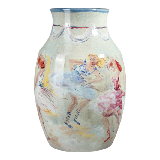 1950s Victor Cerrato : ceramic vase decorated with classical dancers