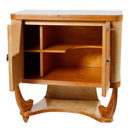 1940s Italian : diminutive 36" Milanese parchment clad cabinet