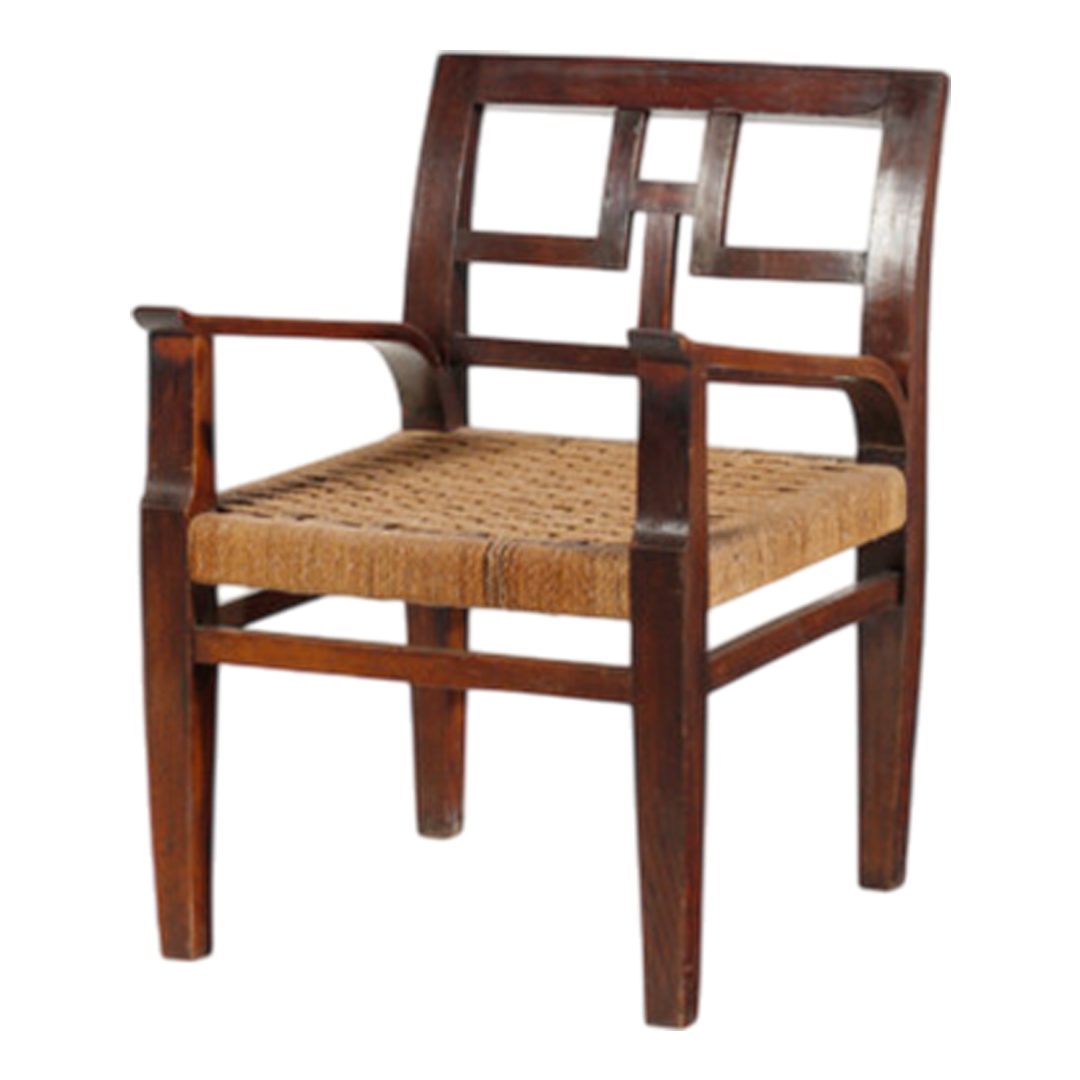 1930s Giorgio Wenter Marini : oak and woven rope Rationalist armchairs