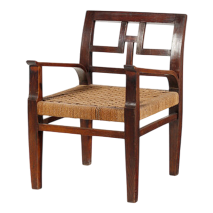 1930s Giorgio Wenter Marini : oak and woven rope Rationalist armchairs