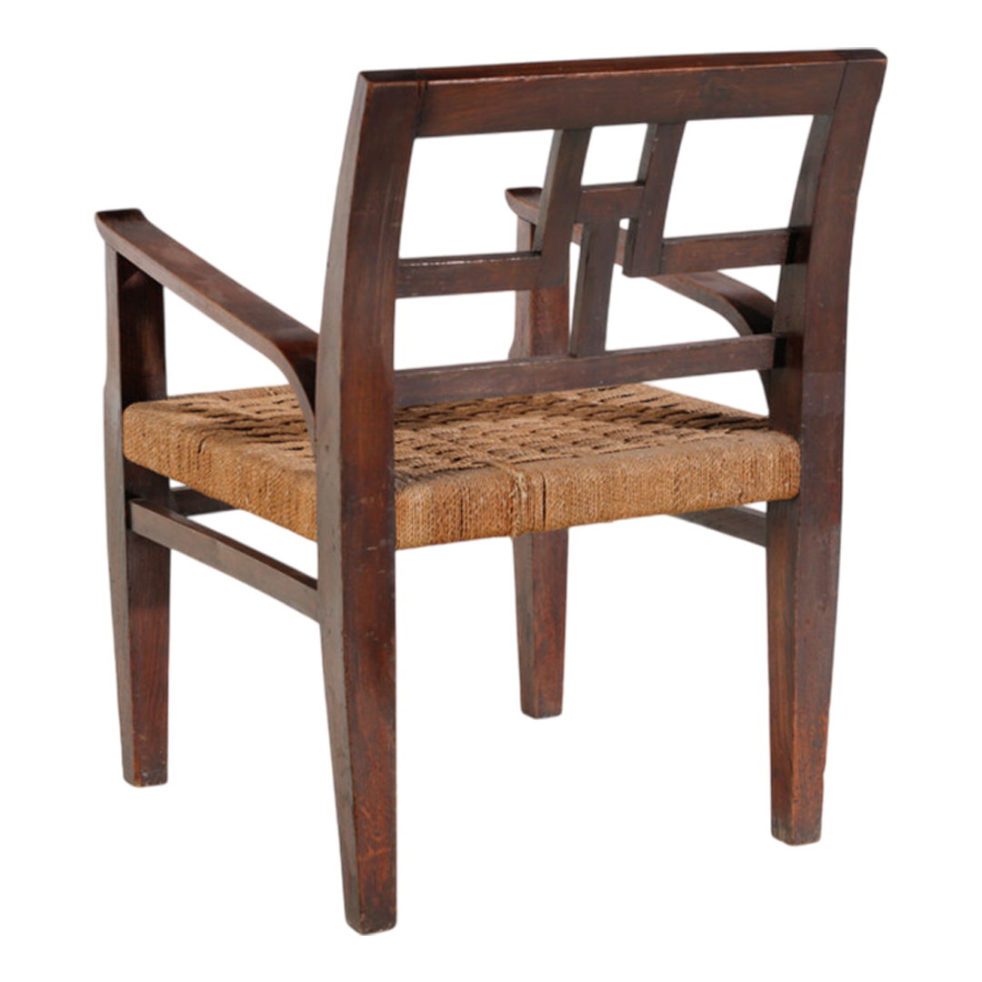 1930s Giorgio Wenter Marini : oak and woven rope Rationalist armchairs