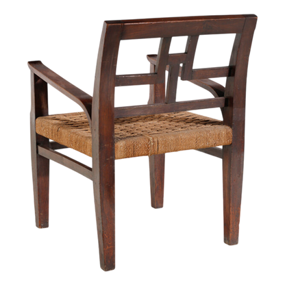 1930s Giorgio Wenter Marini : oak and woven rope Rationalist armchairs