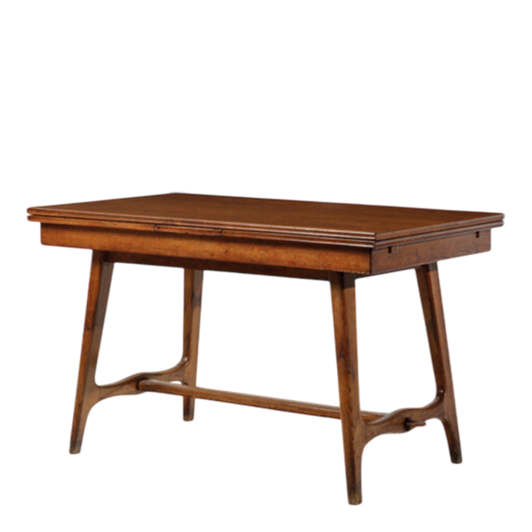 1940s Guglielmo Pecorini : walnut extendable dining table w/pull out extension