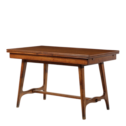 1940s Guglielmo Pecorini : walnut extendable dining table w/pull out extension