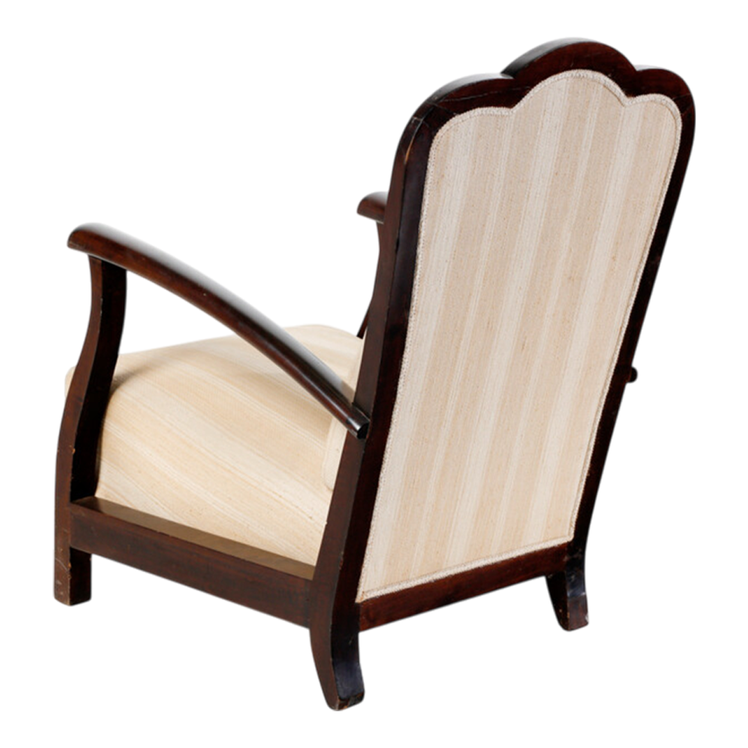 1930s Italian : pair dark-stained beechwood Novocentro armchairs