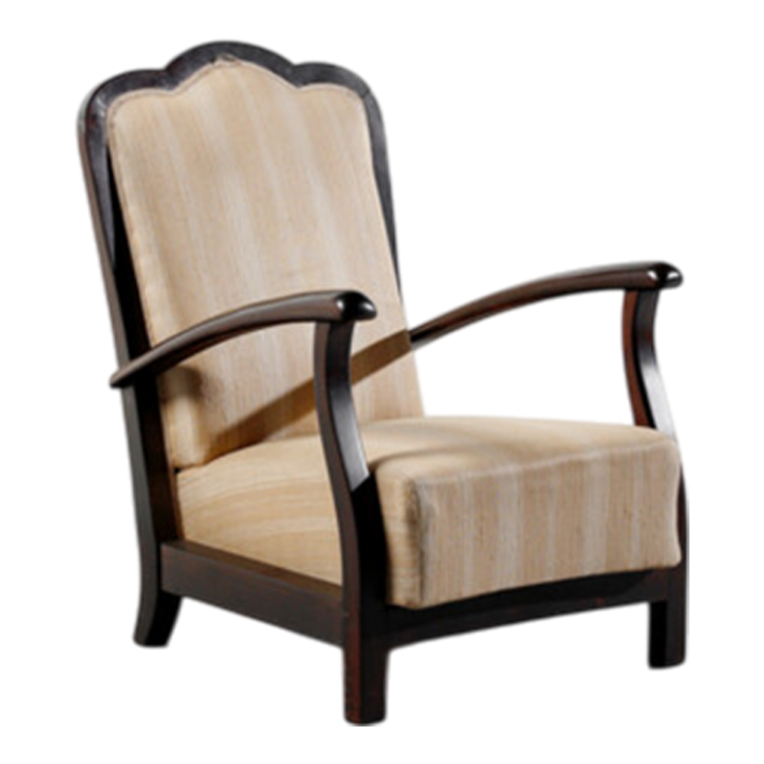 1930s Italian : pair dark-stained beechwood Novocentro armchairs