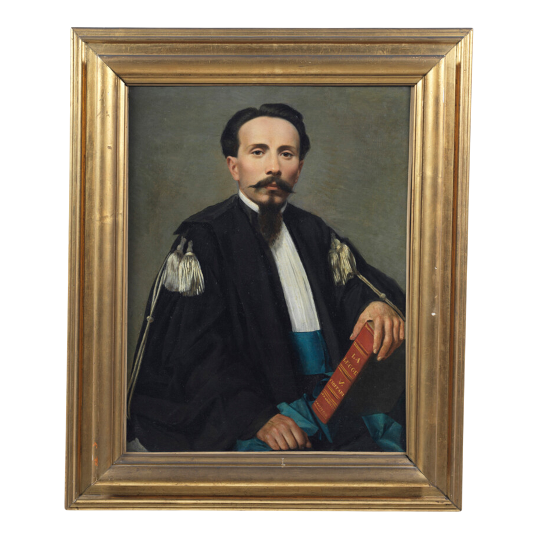Late 19thc Italian : formal male portrait of a jurist, o/c