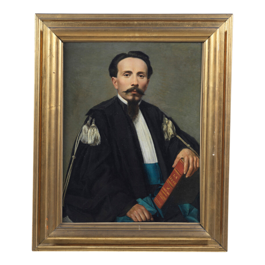 Late 19thc Italian : formal male portrait of a jurist, o/c