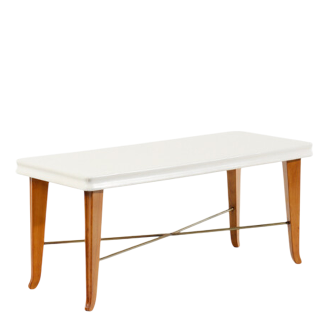 1940s Paolo Malchiodi : lacquered wood, cherry & brass coffee table