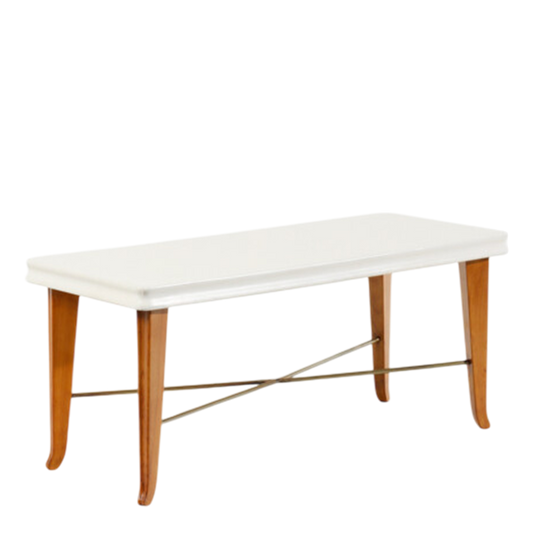 1940s Paolo Malchiodi : lacquered wood, cherry & brass coffee table