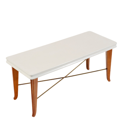 1940s Paolo Malchiodi : lacquered wood, cherry & brass coffee table