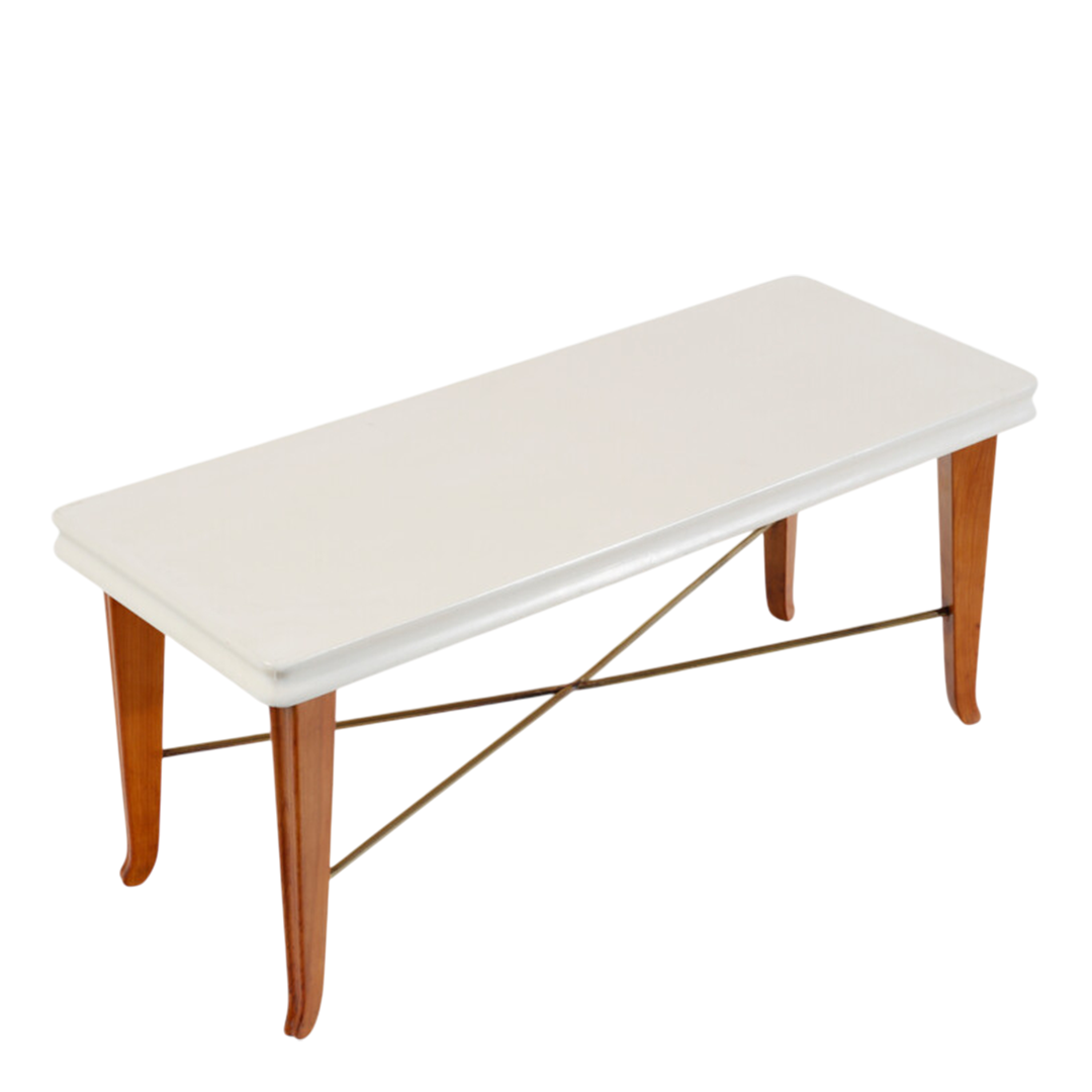 1940s Paolo Malchiodi : lacquered wood, cherry & brass coffee table