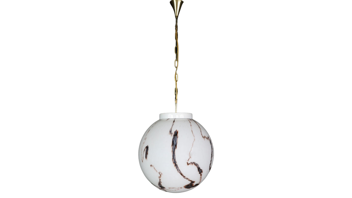 1950s Czech Opaline glass & brass pendant