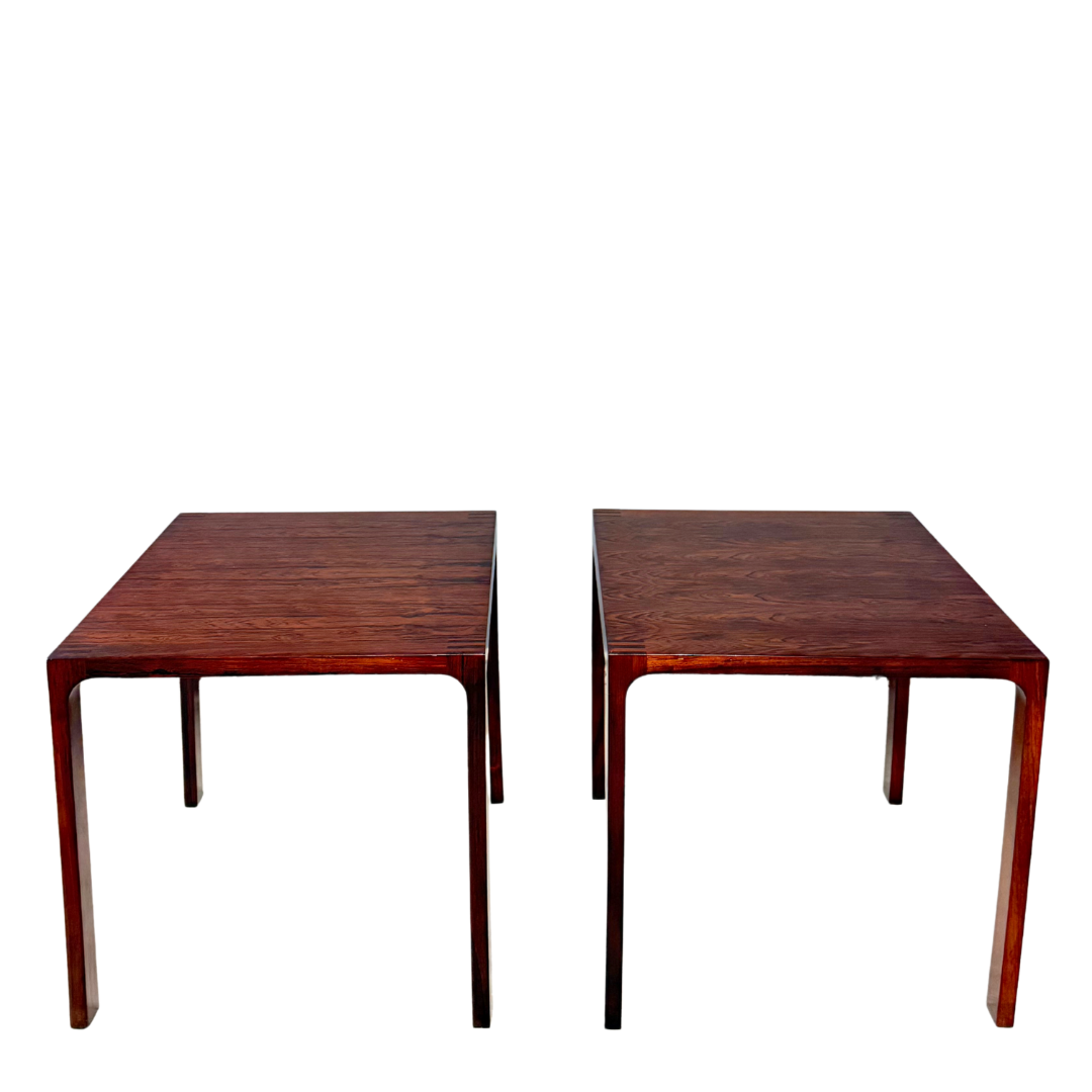1960s Leif Jacobsen : pair square rosewood side tables, Toronto